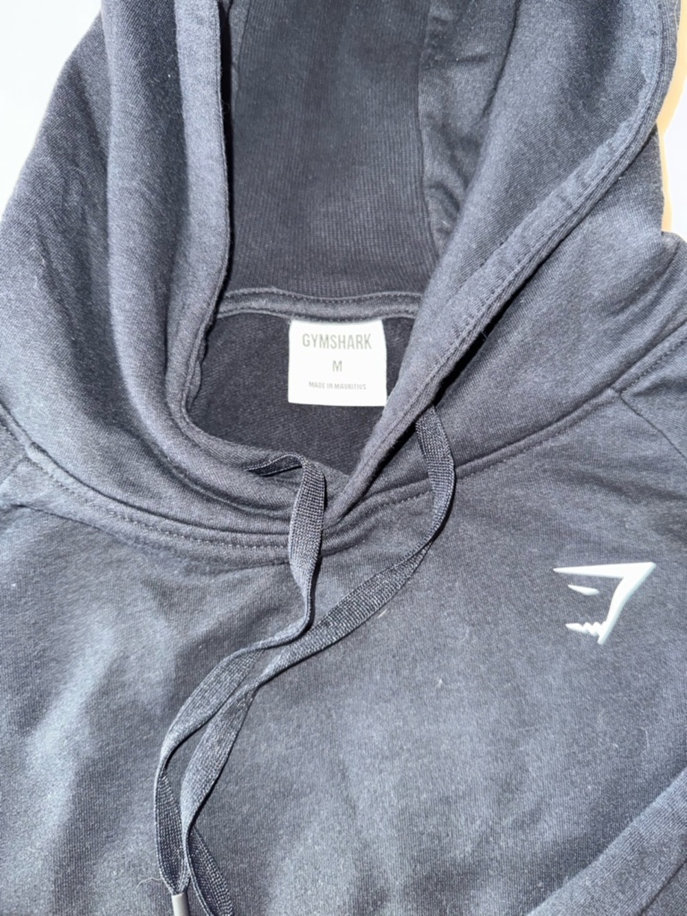 Gymshark Black Cropped Hoodie with White Logo size Medium - Picture 4 of 6